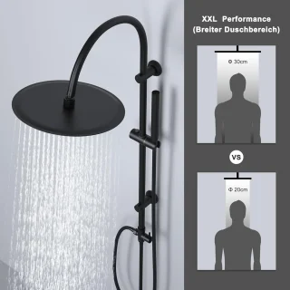 Regendouchekolom Zwart RVS 30 cm