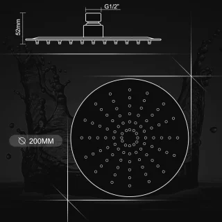 Regendouchekop 20 cm - Rond, RVS Chroom