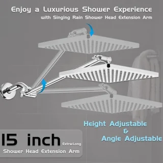 Regendouchekop 20 cm vierkant met 15 inch verlengarm