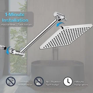 Regendouchekop 20 cm vierkant met 15 inch verlengarm
