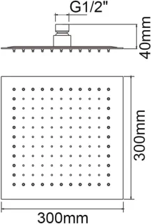 Regendouchekop 30 cm vierkant chroom