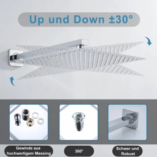 Regendouchekop 30 cm Vierkant - RVS