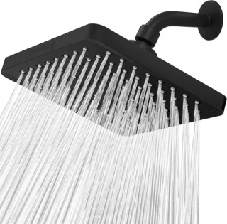 Regendouchekop 8 inch vierkant mat zwart