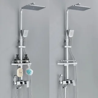 Regendouchekop Chrome met 4 Koppen en Thermostaatkraan