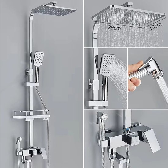 Regendouchekop Chrome met 4 Koppen en Thermostaatkraan review