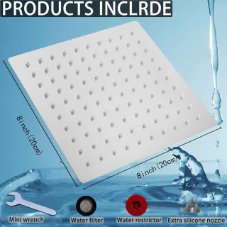 Regendouchekop deluxe 20 cm chroom met filter