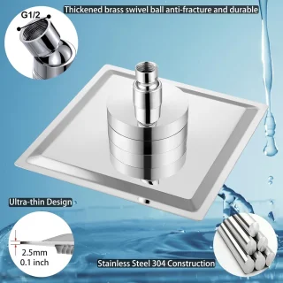 Regendouchekop deluxe 20 cm chroom met filter