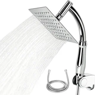 Regendouchekop deluxe 20 cm zilver - vierkant - roestvrij staal