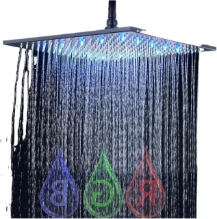 Regendouchekop LED 40 cm geborsteld nikkel