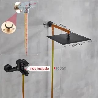 Regendouchekop mat zwart wandmontage 205 cm