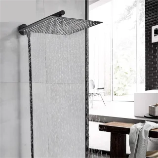 Regendouchekop mat zwart wandmontage 205 cm