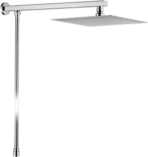 Regendouchekop met douchearm en slang, RVS chroom, 25x25 cm