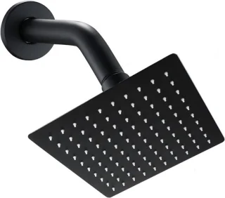Regendouchekop met douchearm – matzwart vierkant, 6 inch