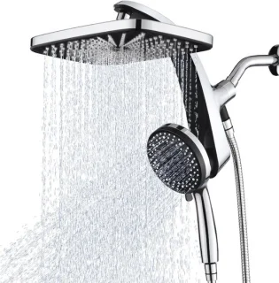 Regendouchekop met handdouche 12 inch vierkant chroom