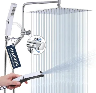 Regendouchekop met handdouche - 30 cm vierkant - chroom
