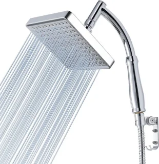 Regendouchekop met handdouche, 6 inch vierkant, chroom