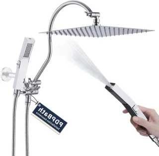 Regendouchekop met handdouche set 30 cm chroom