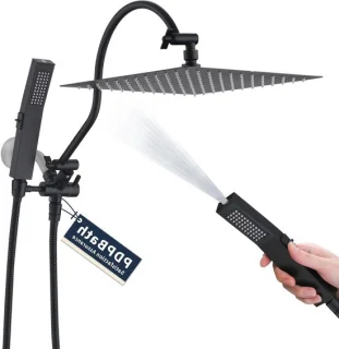 Regendouchekop met handdouche set mat zwart