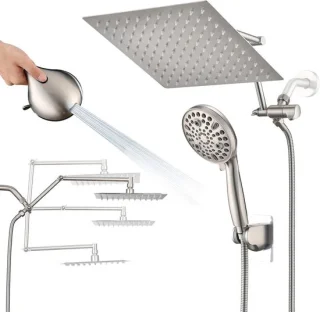 Regendouchekop met handspray - douchekop combo - 10 inch - geborsteld nikkel