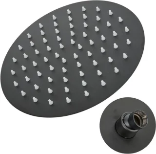 Regendouchekop rond 20 cm mat zwart