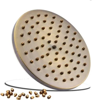 Regendouchekop rond 20 cm messing