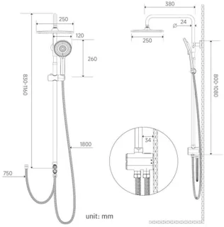 Regendouchekop rond 25 cm zwart (zonder armatuur)