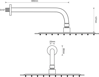 Regendouchekop RVS rond 40 cm met douchearm