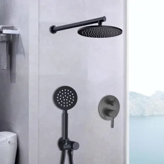 Regendouchekop set - douchesysteem inbouw - 25 cm mat zwart