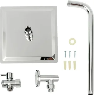 Regendouchekop set - vierkant - 20 cm - chroom