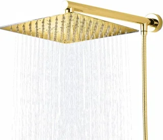 Regendouchekop vierkant 20 cm goud