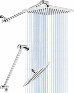 Regendouchekop vierkant 20 cm met verlengarm 38 cm