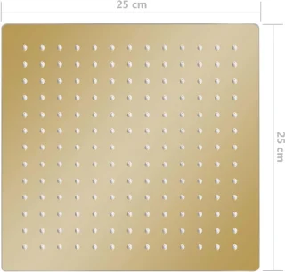 Regendouchekop vierkant 25x25 cm goudkleurig RVS