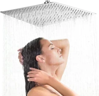 Regendouchekop vierkant 50x50 cm rvs ultra dun zwart