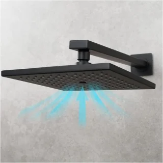 Regendouchekop vierkant 8 inch mat zwart