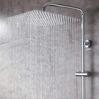 Regendouchekop vierkant inbouw, RVS chroom, 40.6 cm, zilver