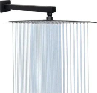 Regendouchekop vierkant - mat zwart - 8 inch - massief roestvrij staal