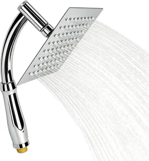 Regendouchekop vierkant met handdouche arm - 20 cm - chroom
