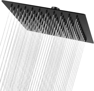 Regendouchekop vierkant RVS 20 cm mat zwart