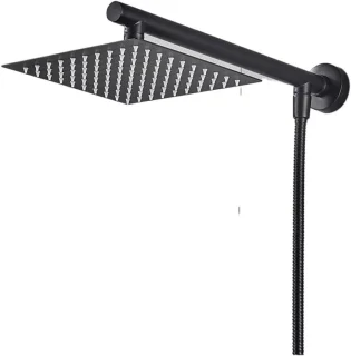 Regendouchekop wandmontage 20 cm mat zwart