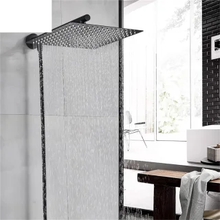 Regendouchekop wandmontage 20 cm mat zwart