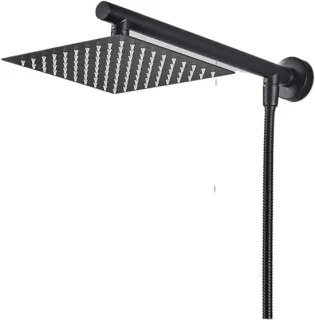 Regendouchekop wandmontage 20 cm mat zwart