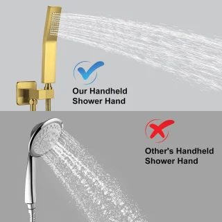 Regendouchekraan set 12 inch wandmontage geborsteld goud