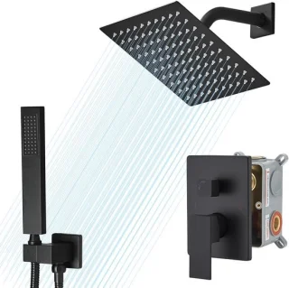 Regendouchekraan Set 8 inch Mat Zwart