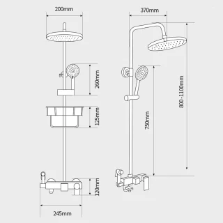 Regendouchekraan set messing, 1.5 meter slang, chroom