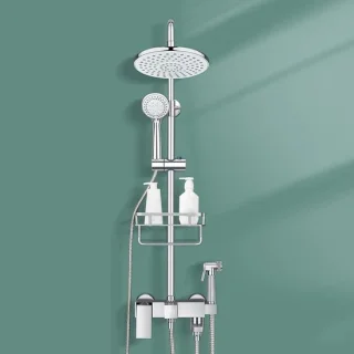Regendouchekraan set messing, 1.5 meter slang, chroom