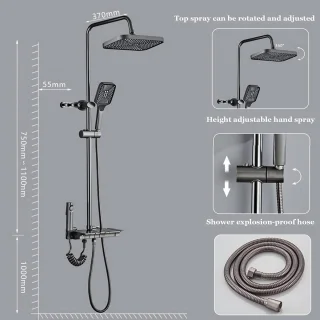Regendouchekraan Set Wandmontage - Gunmetal