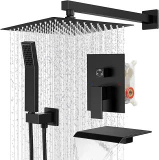 Regendouchekraan set wandmontage mat zwart