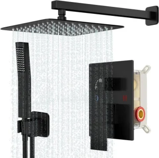 Regendouchekraanset Mat Zwart 10 inch