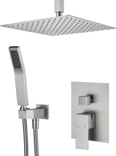 Regendoucheset 12 inch Geborsteld nikkel