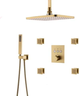 Regendoucheset 12 x 8 inch geborsteld goud
